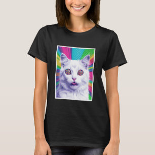 Camiseta Cute Cat Swirl Lollipop Spiral Olhos Arco-íris Pop