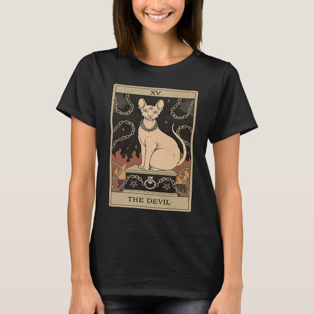 Camiseta Cute Cat Tarot  The Devil Cat For Women Kids (Frente)