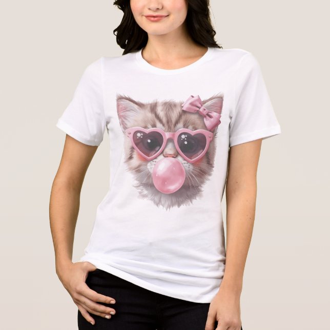 Camiseta Cute Cat with Bubble Gum Tee (Frente)