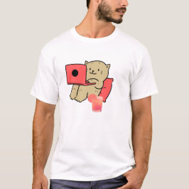 Camiseta “Cute Cat Working on Laptop with Juice”