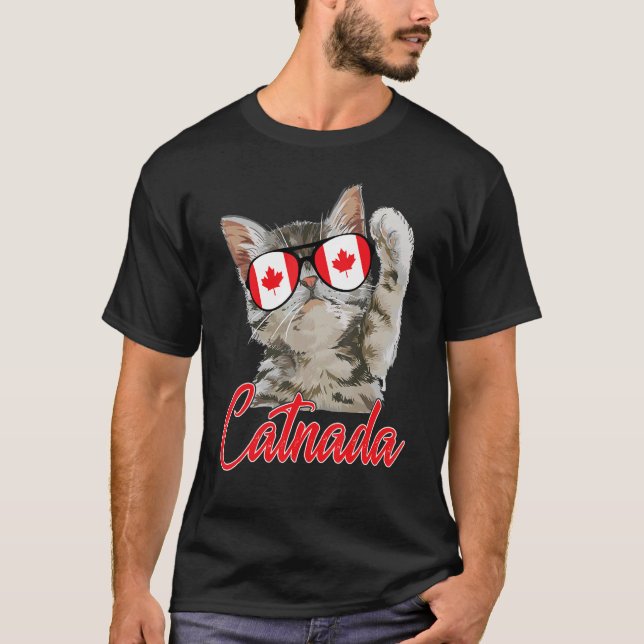 Camiseta Cute Catnada Canada Cat Maple Leaf Canadian Flag S (Frente)