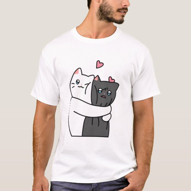 Camiseta Cute Cats Hugs with Love  (Frente)