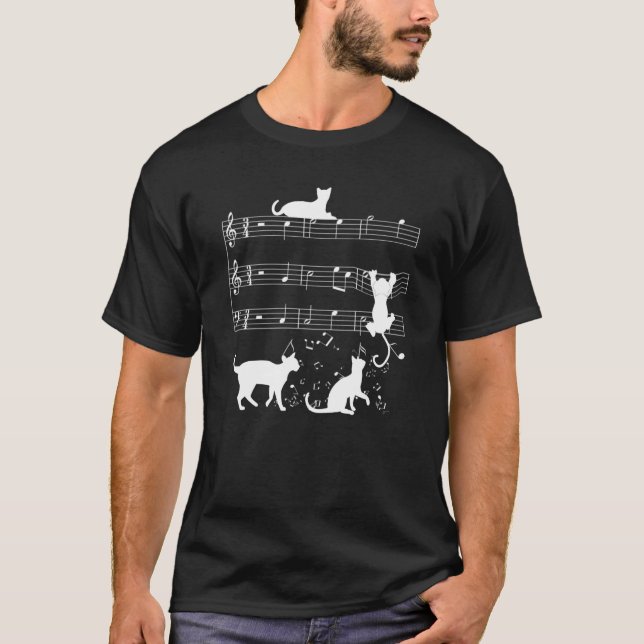 Camiseta Cute cats kittens musical note clef musician (Frente)