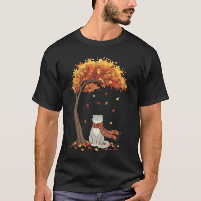 Camiseta Cute Cats Lover Scottish Fold Cat Fall Autumn (Frente)