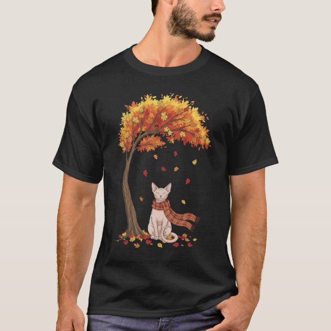 Camiseta Cute Cats Lover Sphynx Cat Fall Autumn (Frente)