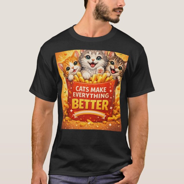 Camiseta Cute Cats Make Everything Better Cartoon Design (Frente)