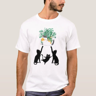 Camiseta Cute Cats Playing with Plants | Silhouette Design