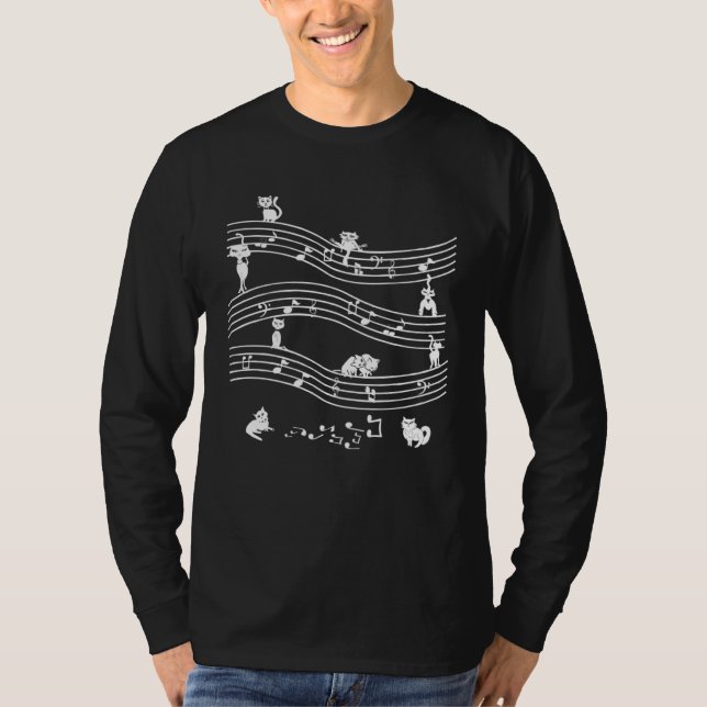 Camiseta Cute cats with music notes (Frente)
