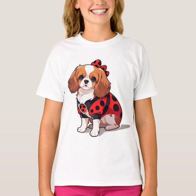 Camiseta Cute Cavalier King Charles Ladybug (Frente)