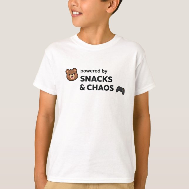 Camiseta Cute Chaos Graphic Tee – Cartoon Bear Back Print  (Frente)