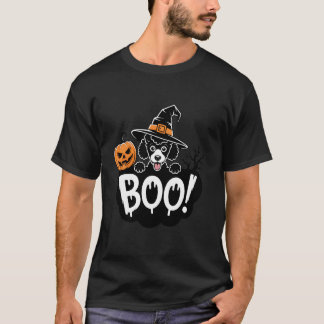 Camiseta Cute Chapéu de Bruxa de Poodle Preto Abóbora Assus