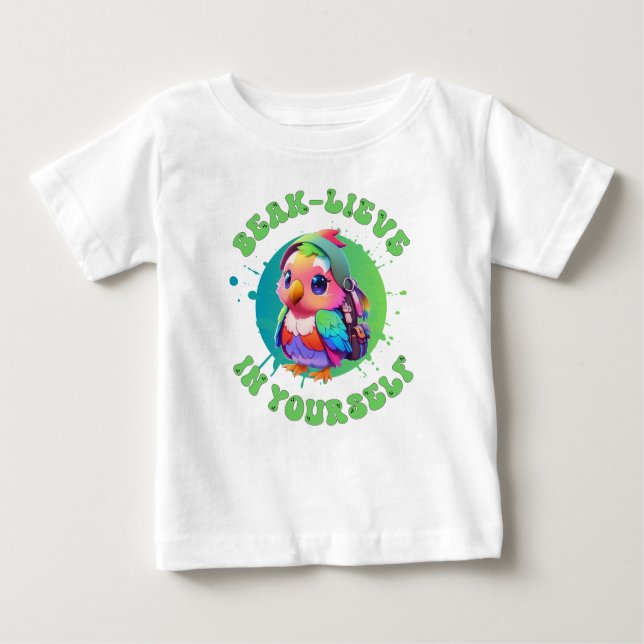 Camiseta Cute Chibi Kawaii — Ano escolar do papagaio (Frente)