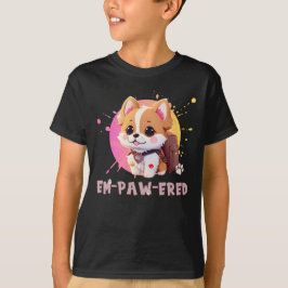 Camiseta Cute Chibi Kawaii Corgi Nome Ano escolar no verso