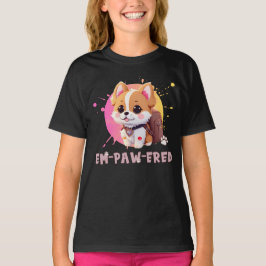 Camiseta Cute Chibi Kawaii Corgi Nome Ano escolar no verso