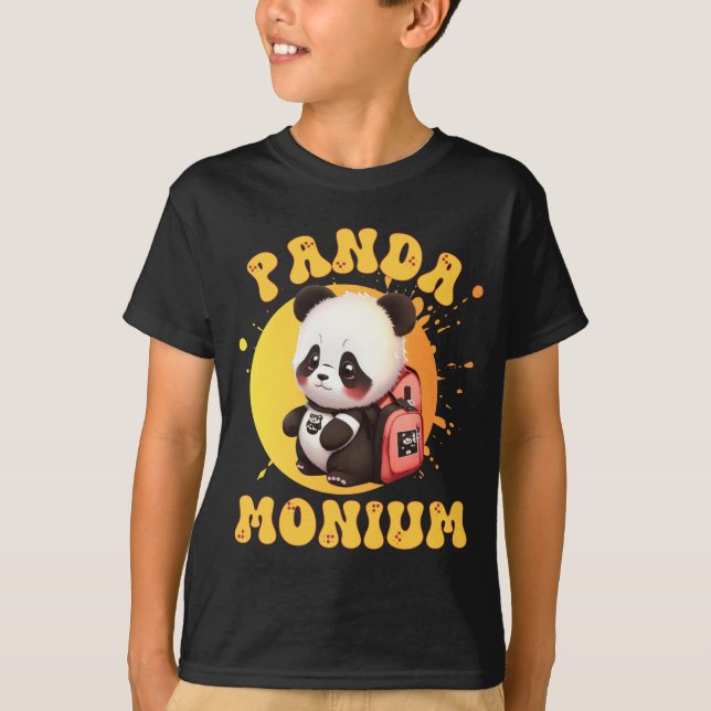 Camiseta Cute Chibi Kawaii Panda Name School Year On Back B (Frente)