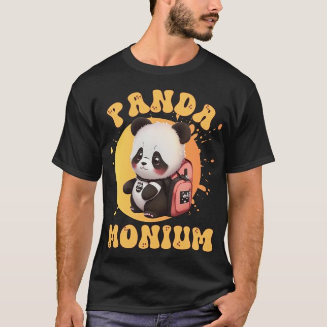 Camiseta Cute Chibi Kawaii Panda Name School Year On Back B (Frente)