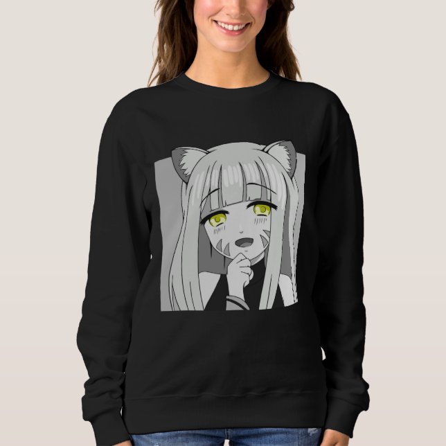 Camiseta Cute Chibi Neko Girl with Smug Smile (Frente)