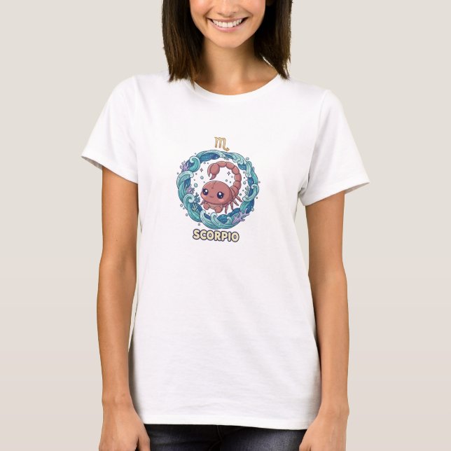Camiseta Cute Chibi Scorpio Zodiac Sign Illustration  (Frente)