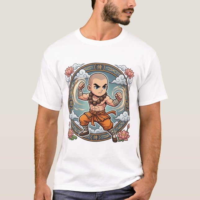 Camiseta Cute Chibi Shaolin Monk Way of the Monk Kanji  (Frente)