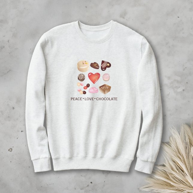Camiseta Cute Chic Paz Amor Chocolate Coração (Criador carregado)