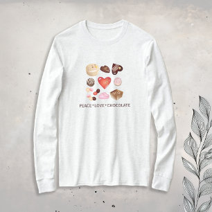 Camiseta Cute Chic Paz Amor Chocolate Doce Coração
