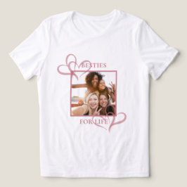 Camiseta Cute Chic Pink Hearts Besties Photo Galentine's