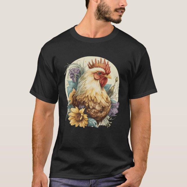 Camiseta Cute Chicken Sunflower Chicken  Farm Animal (Frente)
