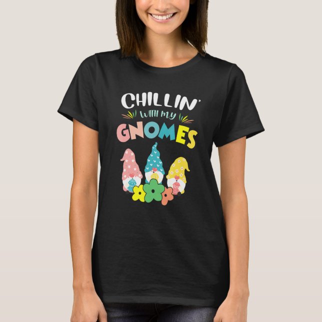 Camiseta Cute Chillinu2019 Com Meu Gnomo Esquadrão Feliz (Frente)