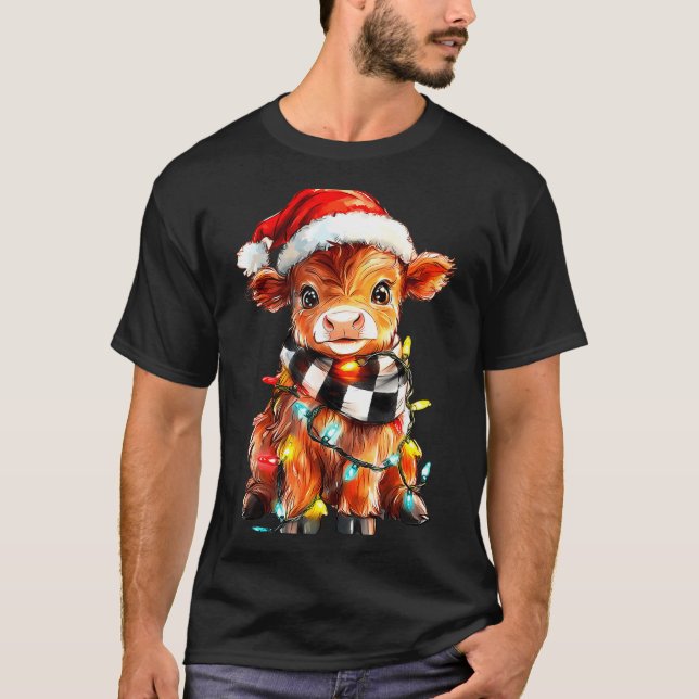 Camiseta Cute Christmas Baby Highland Cow F Thanksgiving  (Frente)