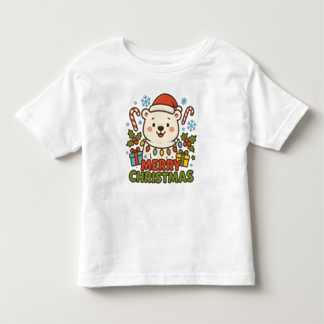 Camiseta Cute Christmas Bear Illustration (Frente)