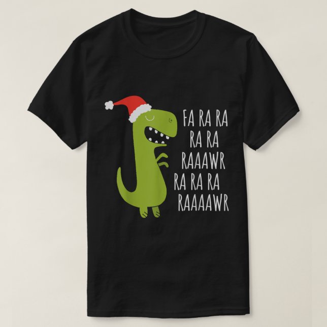 Camiseta Cute Christmas Dino Raaawr Humor (Frente do Design)