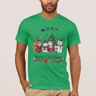 Camiseta Cute Christmas Friends Shirt, Merry Christmas Squa