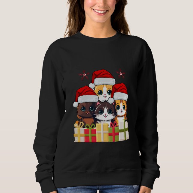 Camiseta Cute Christmas Kittens squad -Christmas Santa Cats (Frente)