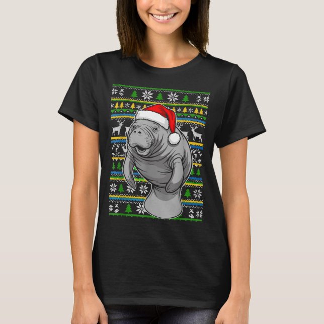 Camiseta Cute Christmas Manatee Shirt, Manatee Ugly Xmas Sw (Frente)