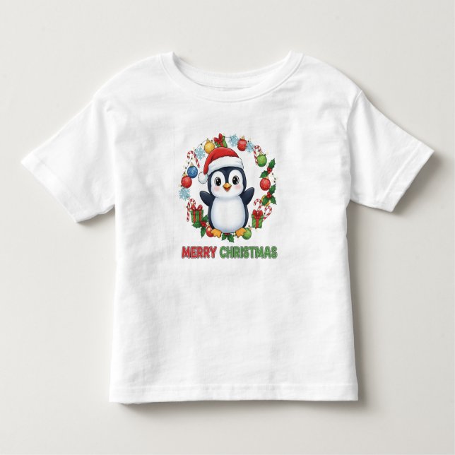 Camiseta Cute Christmas Penguin Illustration  (Frente)