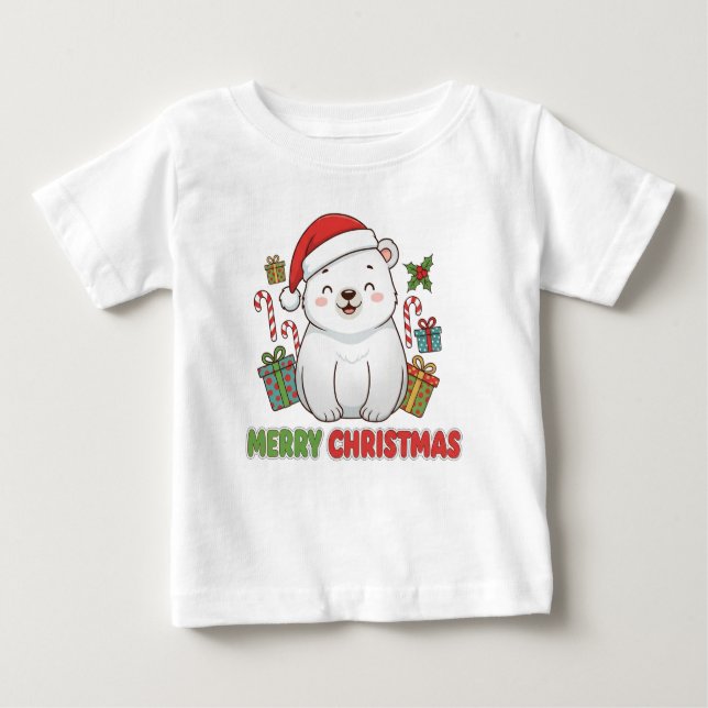 Camiseta Cute Christmas Polar Bear Illustration (Frente)