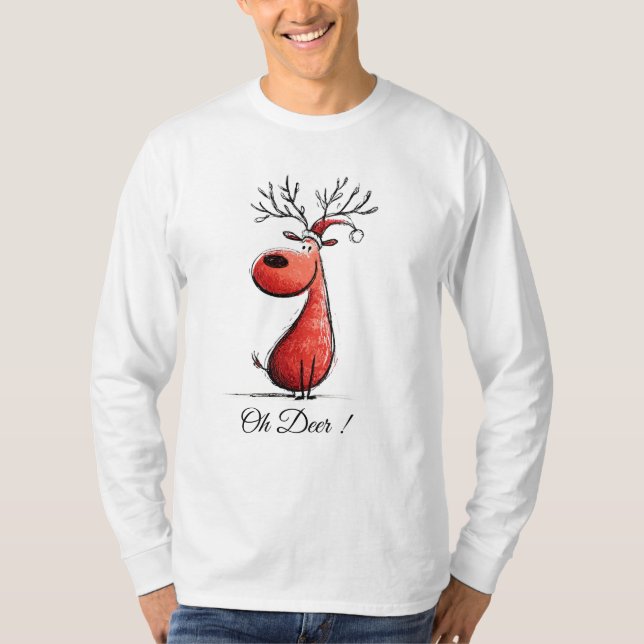 Camiseta Cute Christmas Reindeer Cartoon – Funny Holiday  (Frente)