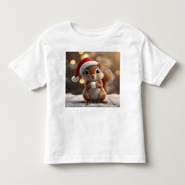 Camiseta Cute Christmas Squirrel Toddler Jersey Tee (Frente)