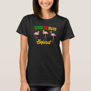 Camiseta Cute Cinco De Mayo Squad Sombrero Flamingos Mexica
