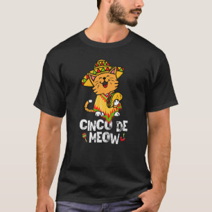 Camiseta Cute Cinco De Meow Poncho Sombrero Cin Gato Mexica