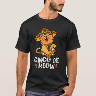 Camiseta Cute Cinco De Meow Poncho Sombrero Mexican Cat Cin