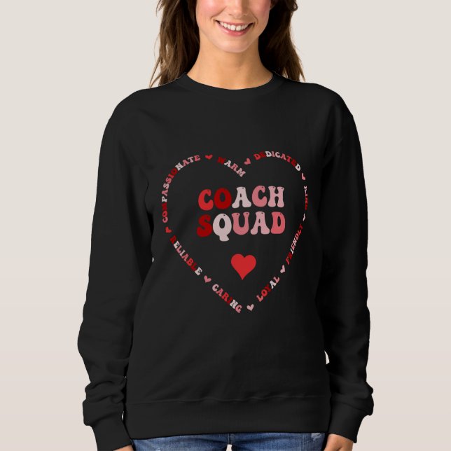 Camiseta Cute Coach Squad Valentines Day Heart (Frente)