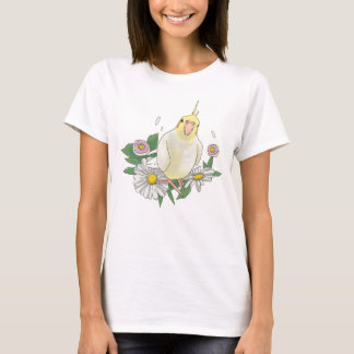 Camiseta Cute Cockatiel Floral Illustration
