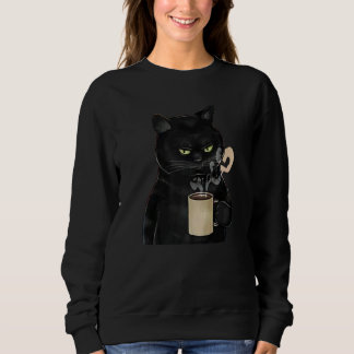 Camiseta Cute Coffee Cat Vintage Cat Black Graphic Retro Ca