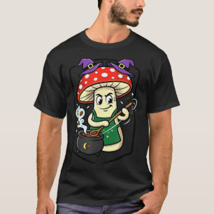 Camiseta Cute cogumelo de Halloween bruxa chapéu caldeirão