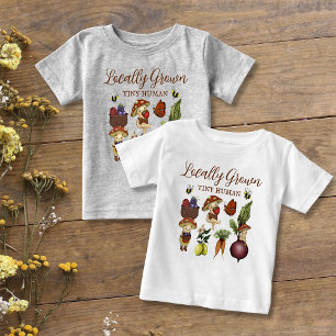 Camiseta Cute Cogumelo Pequeno e Legume Cultivados Localmen
