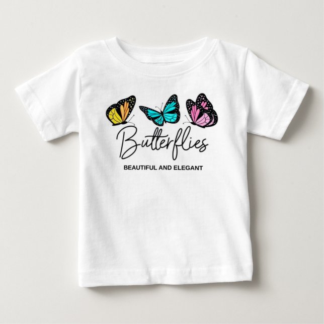 Camiseta Cute Colorful Butterfly Birthday Girl Customizable (Frente)
