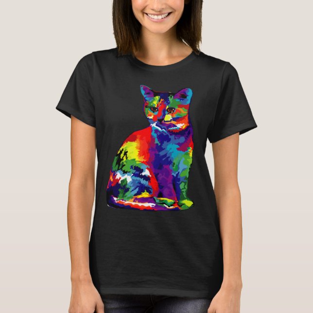 Camiseta Cute Colorful Cat for Cat Pop (Frente)