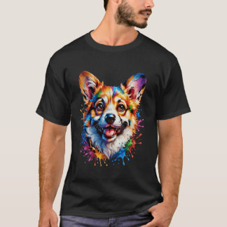 Camiseta Cute Colorful Corgi Art Rainbow Dog Painting Long 