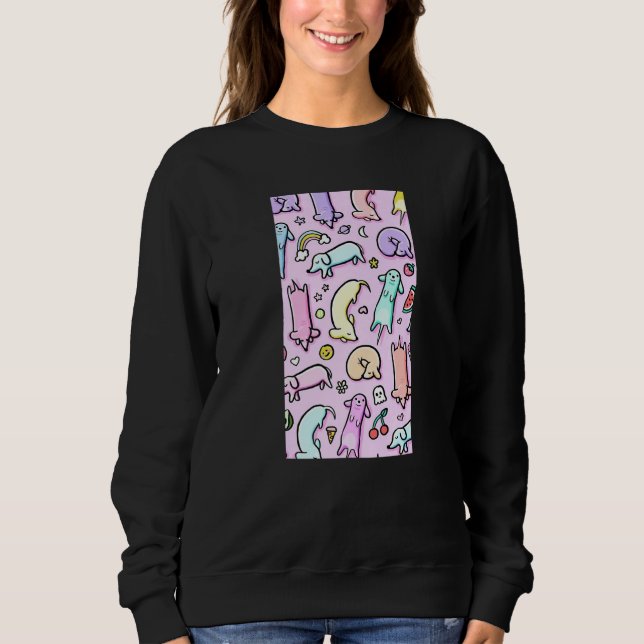 Camiseta Cute Colorful Dachshund Pattern, Dog Lovers Pink Y (Frente)
